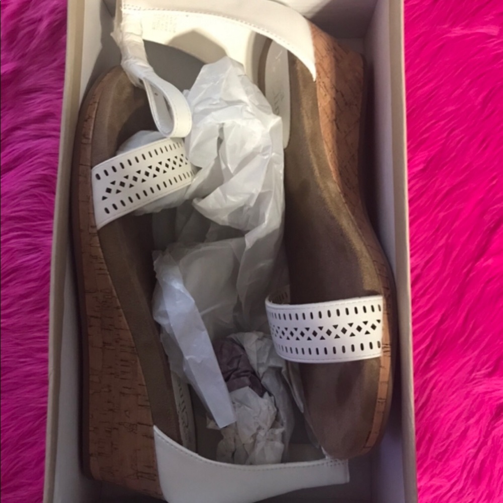 Jessica Cline white sandals